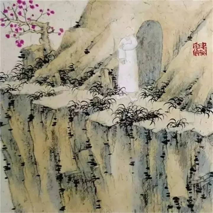 老树画画：春色这般美好，只想醉卧花丛-设计中国