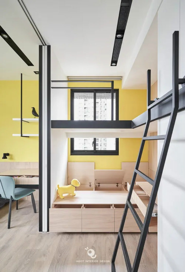 38平打造两室一厅，明亮黄色绝了-设计中国